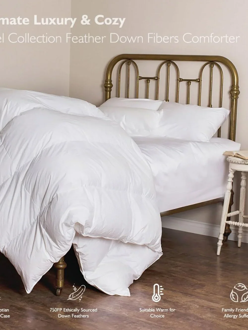 Feather Down Comforter King Size White 106x90